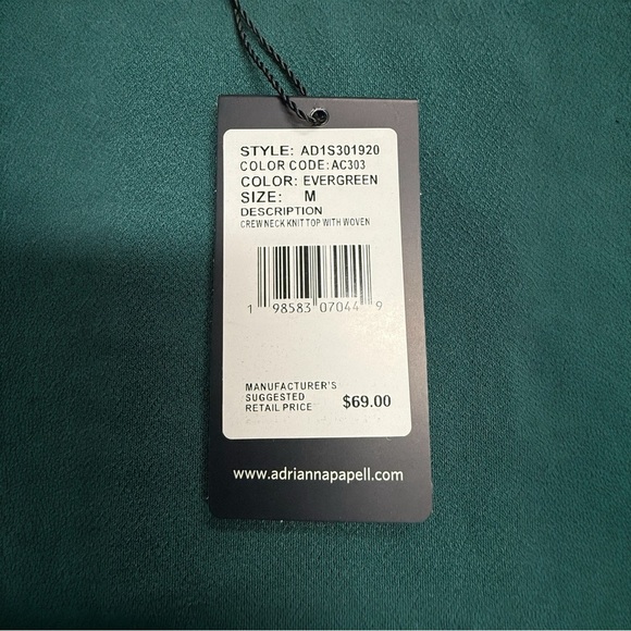 NWT Adrianna Papell Crew Neck Knit Top Size M - Picture 3 of 3